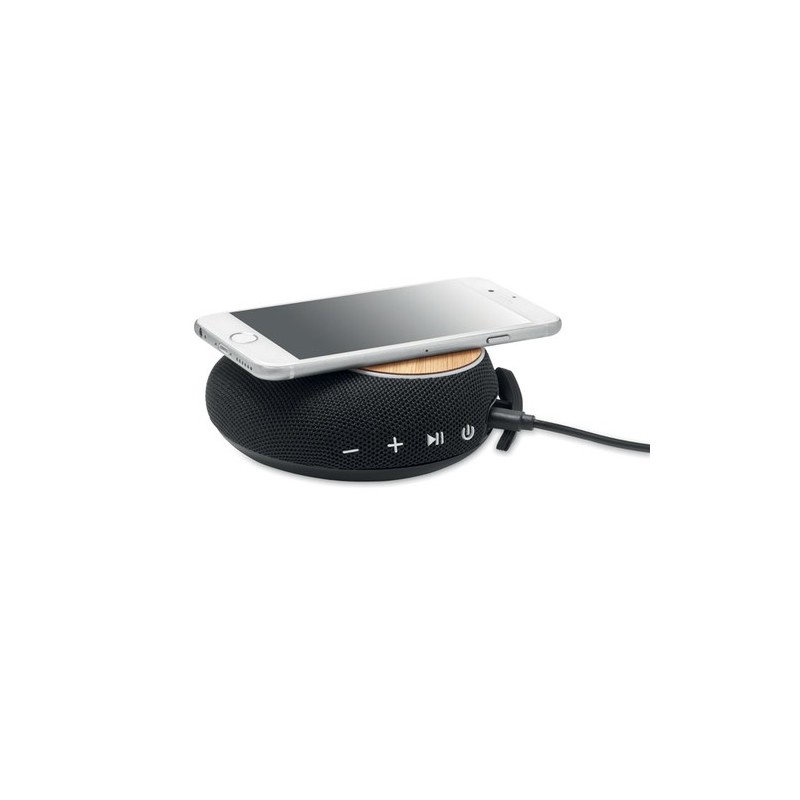 Haut-parleur Multifonctionnel Personnalisé Audio et Chargeur 2 en 1 FLARE Couleurs : noir personnalisable avec votre logo