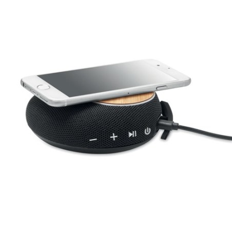 Haut-parleur Multifonctionnel Personnalisé Audio et Chargeur 2 en 1 FLARE Couleurs : noir personnalisable avec votre logo