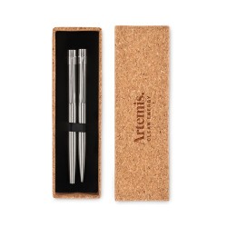 Stylos Éco-responsables en Acier Inox Recyclé - GRAZ SET Matières : papier Couleurs : argenté mat cadeau entreprise pas cher