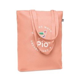 Sac shopping  en toile 270 gr/m personnalisé COCO Matières : coton biologique Couleurs : orange marquage laser ultra précis