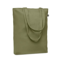 Sac shopping  en toile 270 gr/m personnalisé COCO Matières : coton biologique Couleurs : vert marquage laser ultra précis