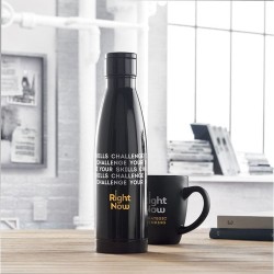 Bouteille isotherme publicitaire 500ml personnalisée BELO LUX Matières : acier inoxydable Couleurs : noir cadeau entreprise pas 