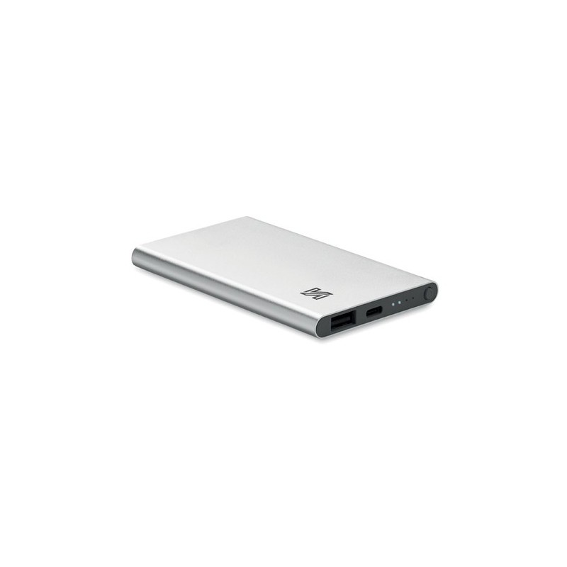 Powerbank Personnalisé 4000 mAh Type C - POWERFLAT C Couleurs : argenté mat personnalisation sur mesure