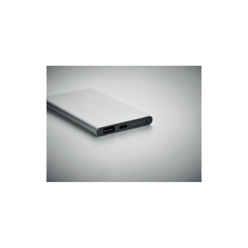 Powerbank Personnalisé 4000 mAh Type C - POWERFLAT C Couleurs : argenté mat goodies publicitaire durable