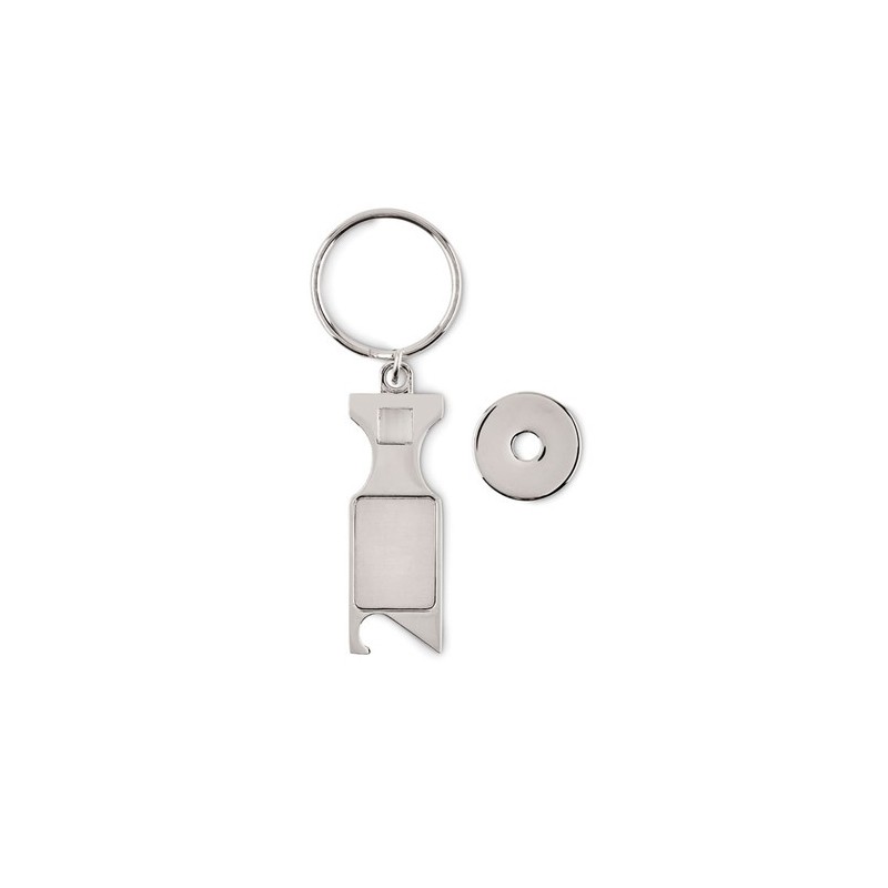 Porte-clés Jeton Euro Personnalisé Pratique pas cher - TOKEU Matières : métal Couleurs : argenté mat personnalisable avec votre 