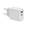 Chargeur 18W Éco-responsable à 2 Ports, Prise UE - Personnalisé Matières : Polycarbonate (PC) Couleurs : blanc