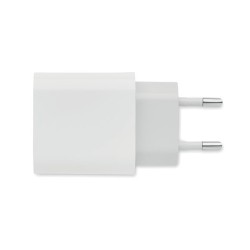 Chargeur 18W Éco-responsable à 2 Ports, Prise UE - Personnalisé Matières : Polycarbonate (PC) Couleurs : blanc 2