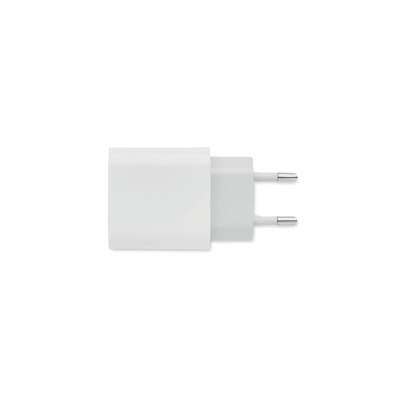 Chargeur 18W Éco-responsable à 2 Ports, Prise UE - Personnalisé Matières : Polycarbonate (PC) Couleurs : blanc personnalisable a