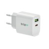 Chargeur 18W Éco-responsable à 2 Ports, Prise UE - Personnalisé Matières : Polycarbonate (PC) Couleurs : blanc goodies publicita