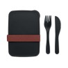 Boîte à lunch personnalisée avec couverts - SUNDAY Matières : polypropylène (PP) Couleurs : noir accessoire événementiel unique