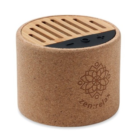 Haut-parleur sans fil  en liège ROUND Matières : métal Couleurs : beige cadeau entreprise pas cher