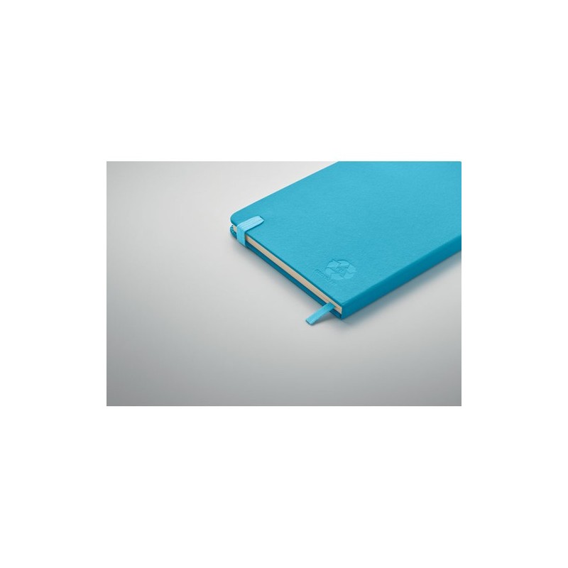 Carnet A5 ligné en PU recyclé ARPU Matières : papier recyclé Couleurs : turquoise accessoire événementiel unique