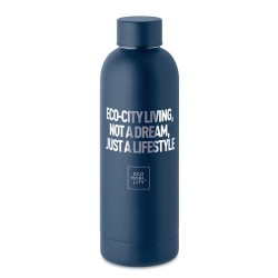 Bouteille  en acier inox recyclé ATHENA Couleurs : bleu marine Matières : acier inoxydable recyclé impression logo haute qualité