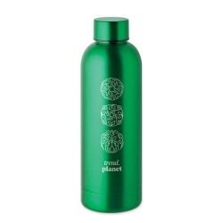 Bouteille  en acier inox recyclé ATHENA Couleurs : vert Matières : acier inoxydable recyclé marquage laser ultra précis