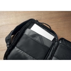 Sac à dos  600D RPET personnalisé - SOPHIS Matières : PET recyclé Couleurs : noir marquage laser ultra précis