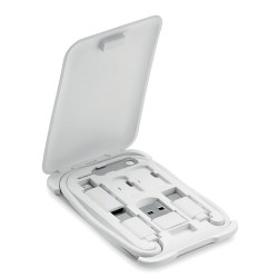 Câble 3 en 1 personnalisable pour support téléphone YAPO+ Matières : ABS Couleurs : blanc marquage laser ultra précis