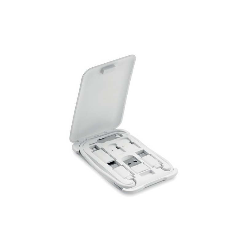 Câble 3 en 1 personnalisable pour support téléphone YAPO+ Matières : ABS Couleurs : blanc marquage laser ultra précis