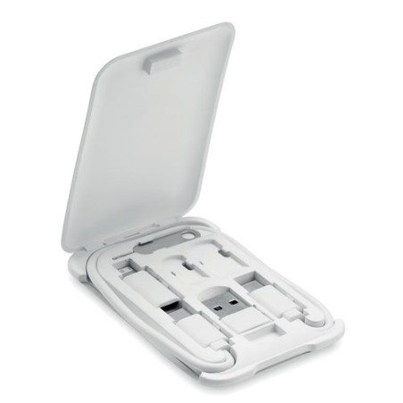 Câble 3 en 1 personnalisable pour support téléphone YAPO+ Matières : ABS Couleurs : blanc marquage laser ultra précis