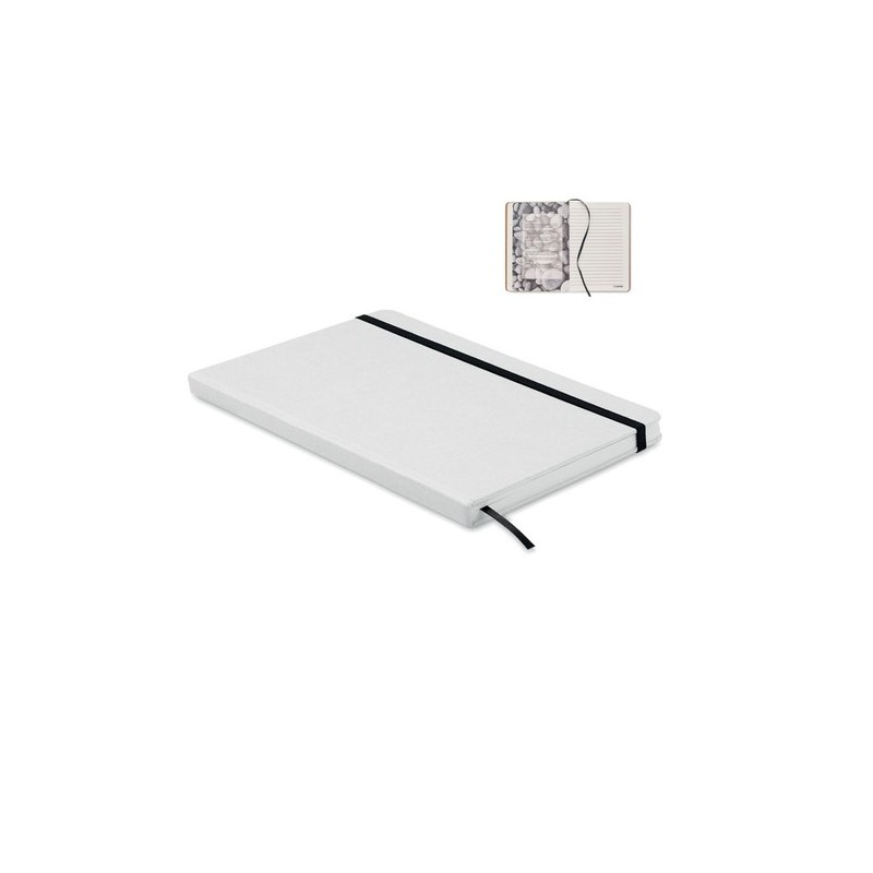 Carnet A5 Éco-responsable en Carton Recyclé Personnalisé STEIN Matières : papier de pierre Couleurs : blanc personnalisable avec