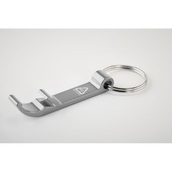 Porte-clés s en aluminium recyclé décapsuleur pratique personnalisé - OVIKEY Matières : aluminium Couleurs : argenté cadeau clie