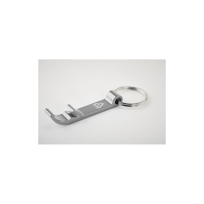 Porte-clés s en aluminium recyclé décapsuleur pratique personnalisé - OVIKEY Matières : aluminium Couleurs : argenté cadeau clie