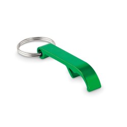 Porte-clés s en aluminium recyclé décapsuleur pratique personnalisé - OVIKEY Matières : aluminium Couleurs : vert goodies public
