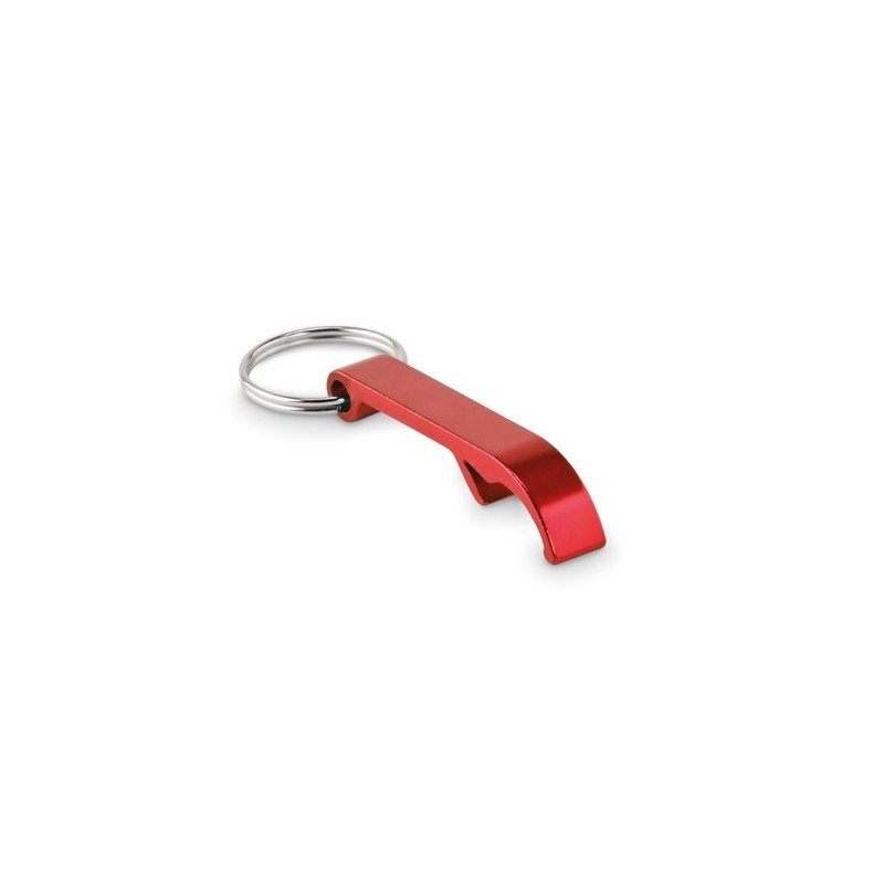 Porte-clés s en aluminium recyclé décapsuleur pratique personnalisé - OVIKEY Matières : aluminium Couleurs : rouge personnalisab