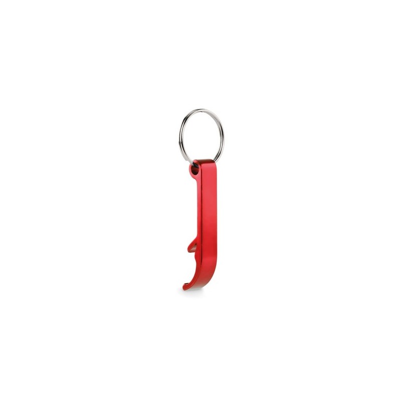 Porte-clés s en aluminium recyclé décapsuleur pratique personnalisé - OVIKEY Matières : aluminium Couleurs : rouge cadeau collab