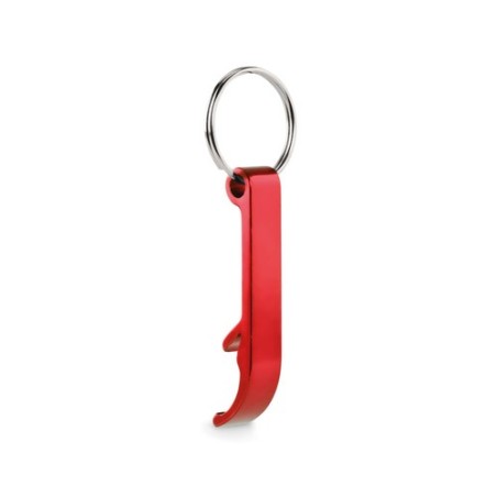 Porte-clés s en aluminium recyclé décapsuleur pratique personnalisé - OVIKEY Matières : aluminium Couleurs : rouge cadeau collab