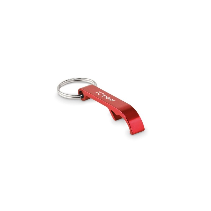 Porte-clés s en aluminium recyclé décapsuleur pratique personnalisé - OVIKEY Matières : aluminium Couleurs : rouge goodies entre