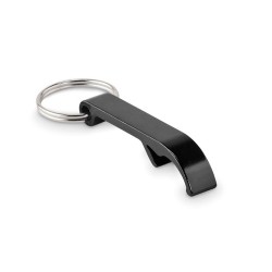 Porte-clés s en aluminium recyclé décapsuleur pratique personnalisé - OVIKEY Matières : aluminium Couleurs : noir impression hau