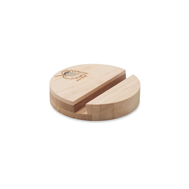 Support de téléphone  en bouleau personnalisé - GROW ROUND STAND Matières : bois Couleurs : bois cadeau entreprise pas cher