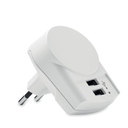Chargeur Euro USB 2 Ports Personnalisé 12W pas cher - Skross Matières : ABS Couleurs : blanc