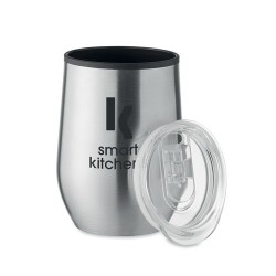 Tasse double paroi incassable personnalisée 350 ml - CHIN CHAN Matières : acier inoxydable Couleurs : argenté mat impression log