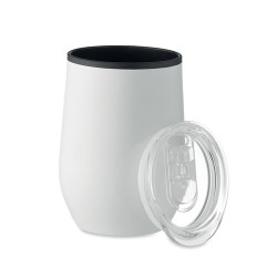 Tasse double paroi incassable personnalisée 350 ml - CHIN CHAN Matières : acier inoxydable Couleurs : blanc marquage laser ultra