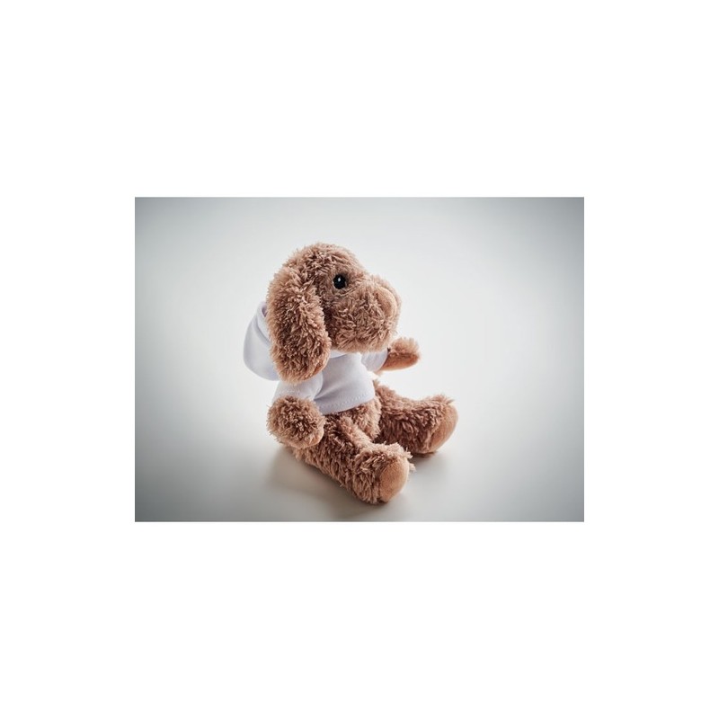 Chien en Peluche Éco-responsable avec Sweat Personnalisé - DOGGY Matières : PET Couleurs : blanc cadeau entreprise pas cher
