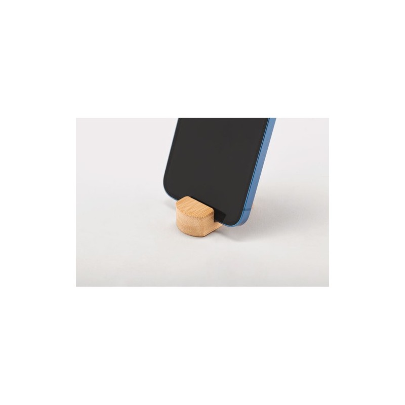 Support Téléphone Personnalisé Pratique et Élégant en Bambou - POY Matières : bambou Couleurs : bois personnalisable avec votre 