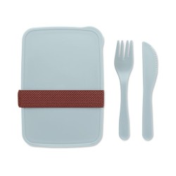 Boîte à lunch personnalisée avec couverts - SUNDAY Matières : polypropylène (PP) Couleurs : bleu bébé goodies entreprise design