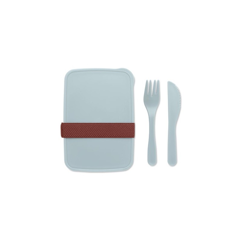 Boîte à lunch personnalisée avec couverts - SUNDAY Matières : polypropylène (PP) Couleurs : bleu bébé goodies entreprise design