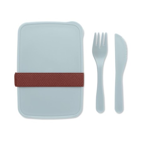 Boîte à lunch personnalisée avec couverts - SUNDAY Matières : polypropylène (PP) Couleurs : bleu bébé goodies entreprise design