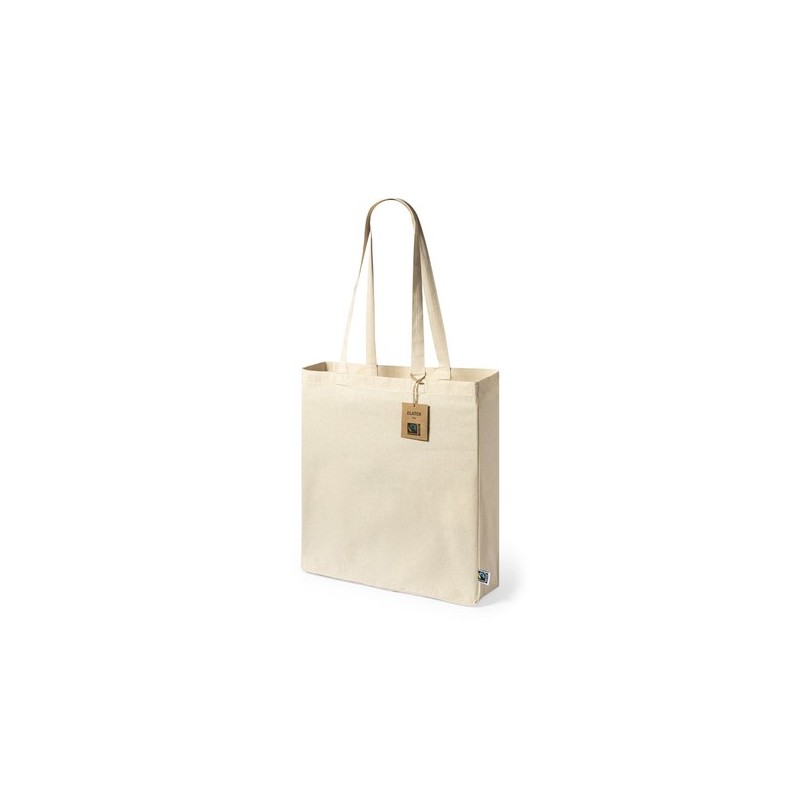Sac Shopping Éthique Personnalisé Fairtrade Elatek Matières : coton Couleurs : naturel marquage laser ultra précis