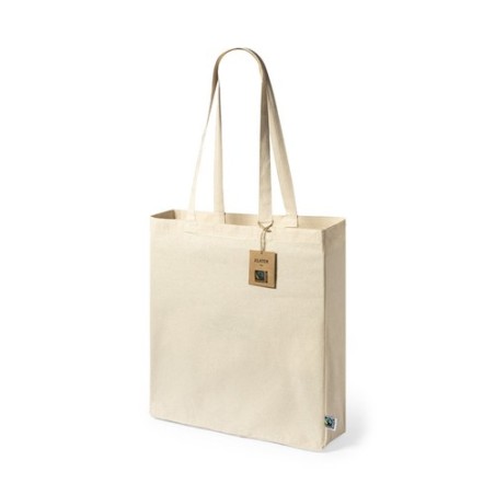 Sac Shopping Éthique Personnalisé Fairtrade Elatek Matières : coton Couleurs : naturel marquage laser ultra précis