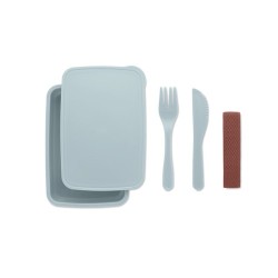 Boîte à lunch personnalisée avec couverts - SUNDAY Matières : polypropylène (PP) Couleurs : bleu bébé objet publicitaire robuste