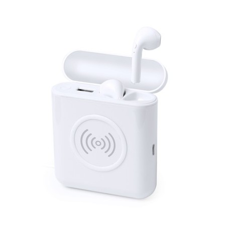 Écouteurs s avec Power Bank - Molik Couleurs : blanc personnalisable avec votre logo