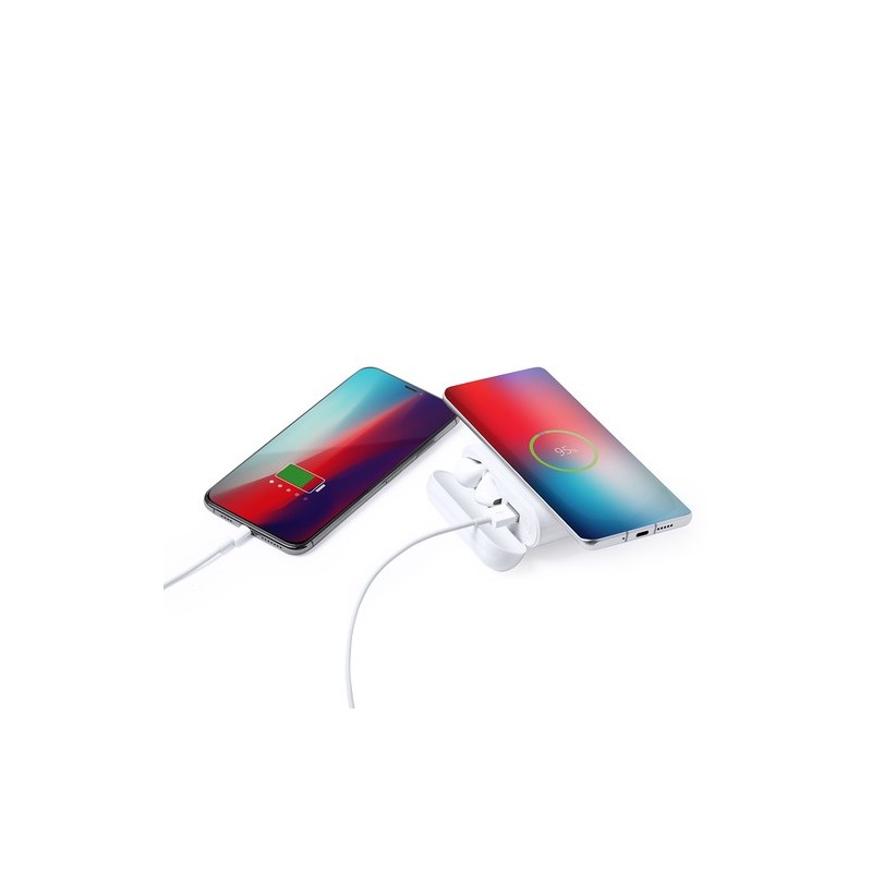 Écouteurs s avec Power Bank - Molik Couleurs : blanc cadeau entreprise pas cher