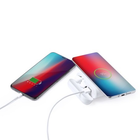Écouteurs s avec Power Bank - Molik Couleurs : blanc cadeau entreprise pas cher