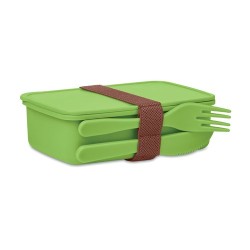 Boîte à lunch personnalisée avec couverts - SUNDAY Matières : polypropylène (PP) Couleurs : vert citron personnalisable avec vot