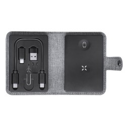 Chargeur personnalisé pas cher Zakary Matières : PET recyclé Couleurs : gris