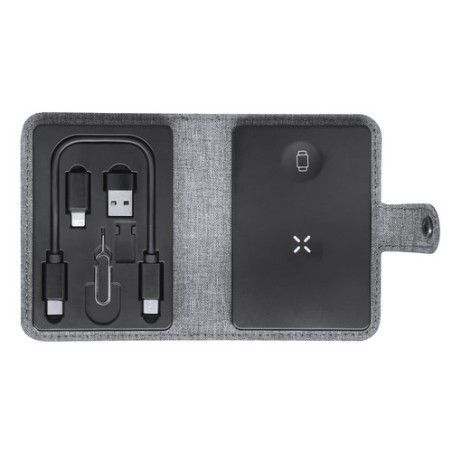 Chargeur personnalisé pas cher Zakary Matières : PET recyclé Couleurs : gris