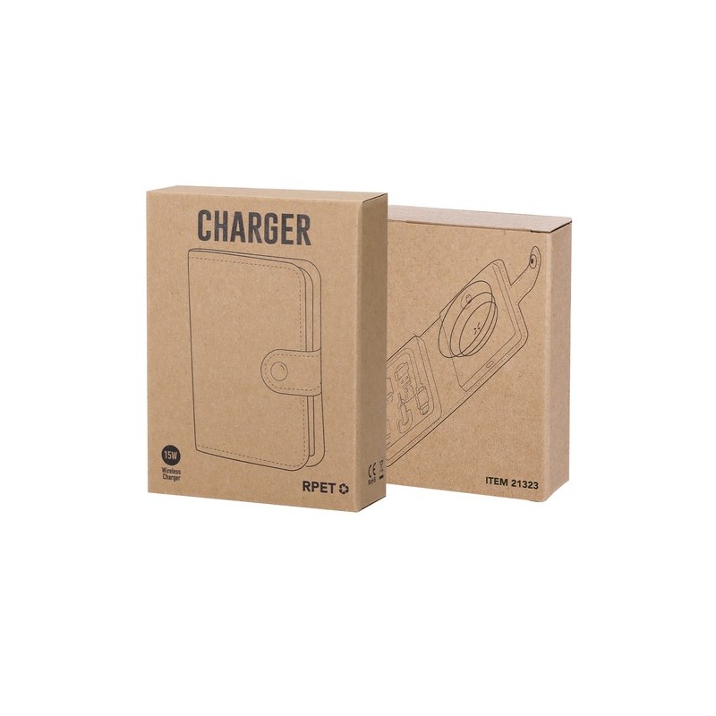 Chargeur personnalisé pas cher Zakary Matières : PET recyclé Couleurs : gris objet promotionnel éco-responsable